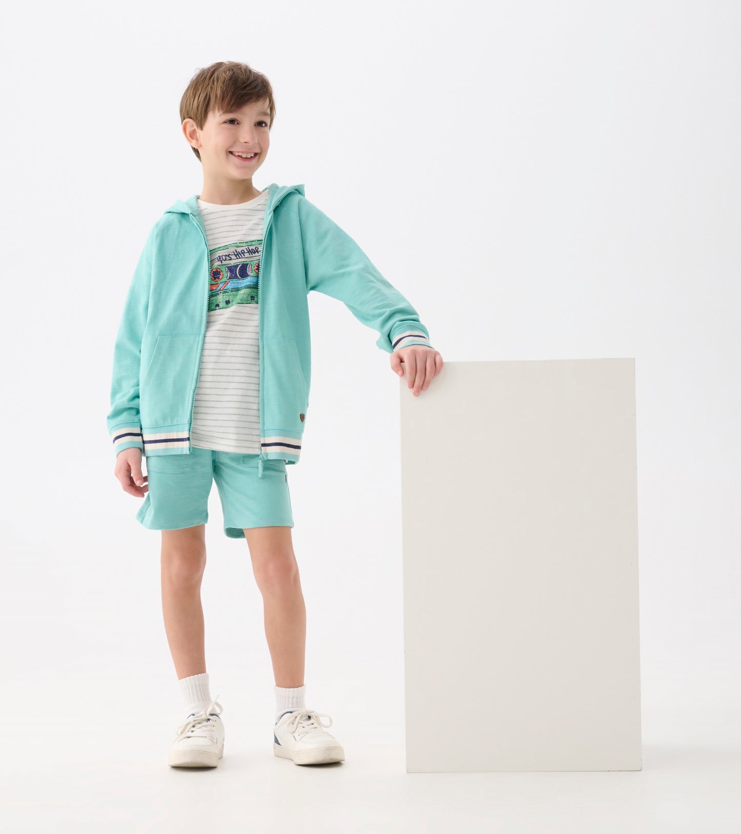 Boys Nile Blue Zip-Up Hoodie