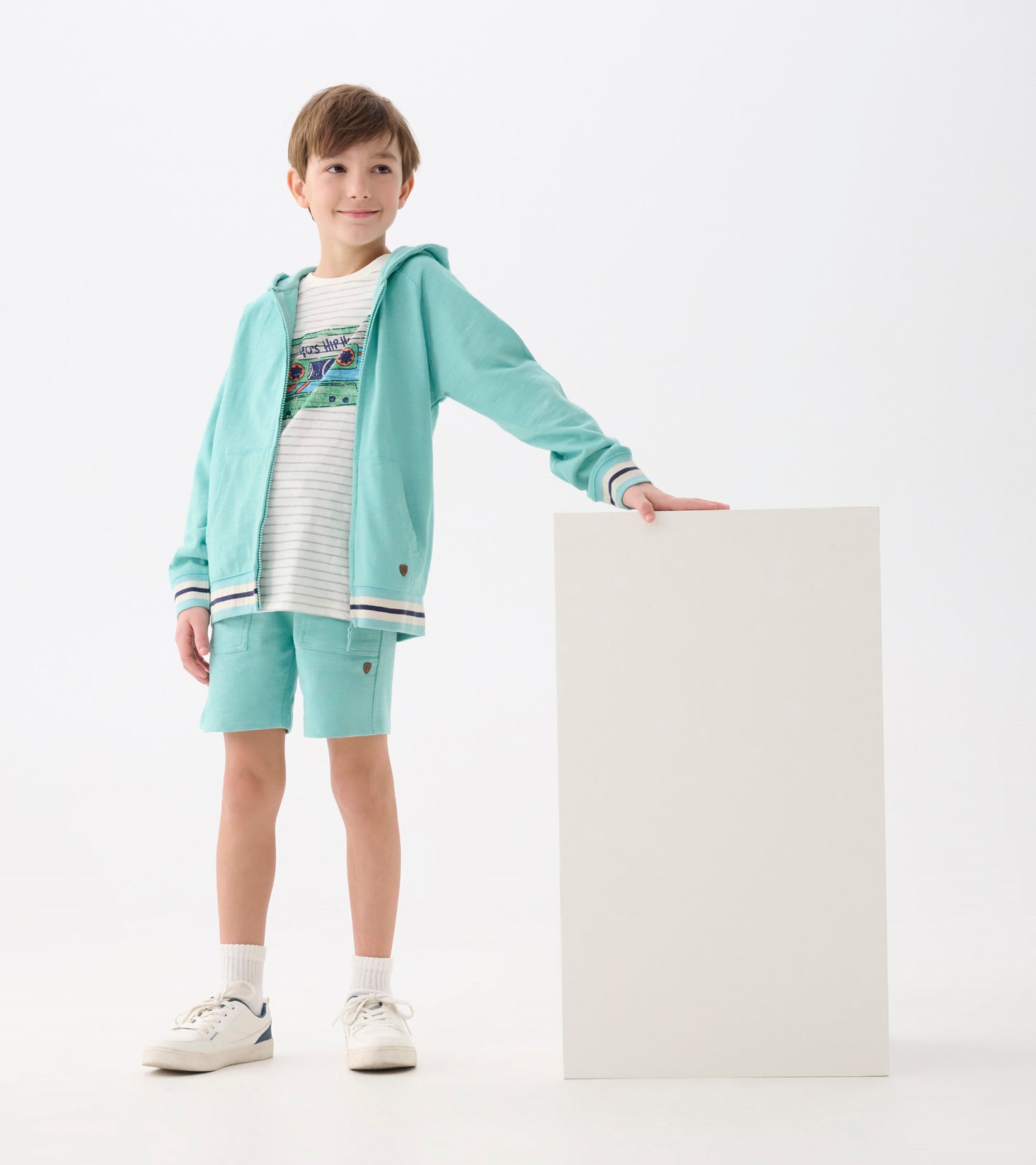 Boys Nile Blue Zip-Up Hoodie