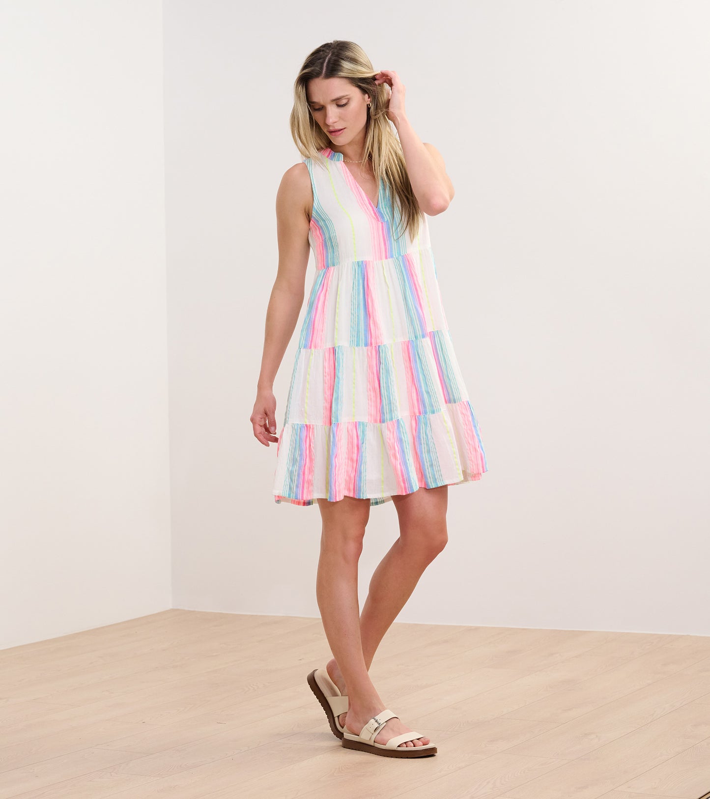 Savannah Dress - Neon Bright Stripes