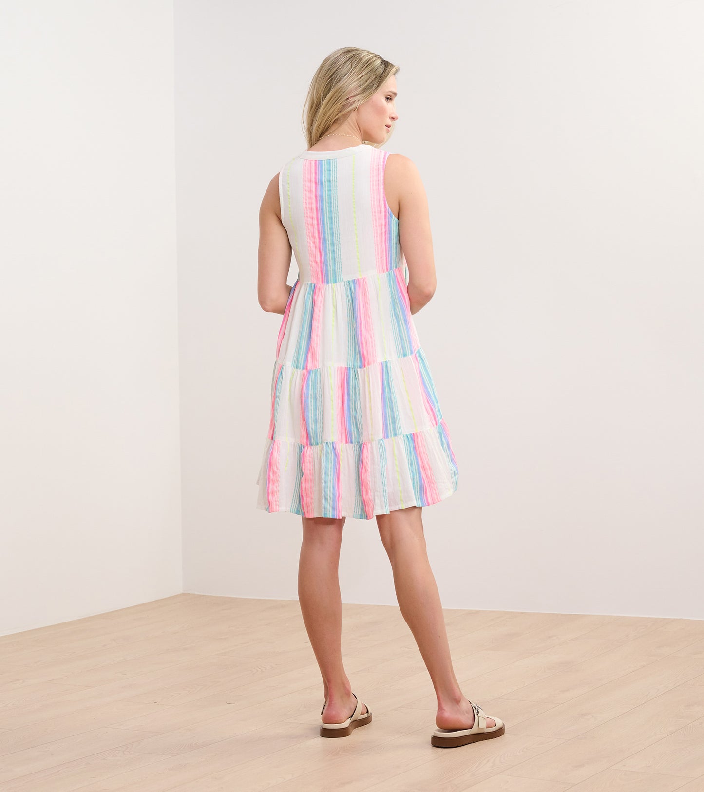 Savannah Dress - Neon Bright Stripes