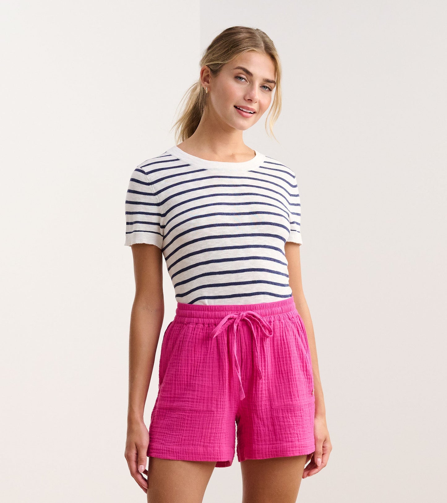 Simone Knit Tee - Navy and White Stripes