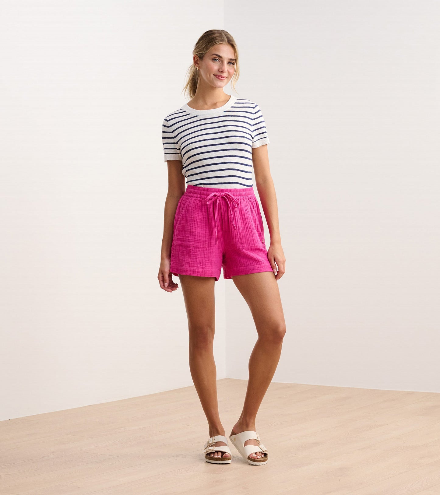 Simone Knit Tee - Navy and White Stripes