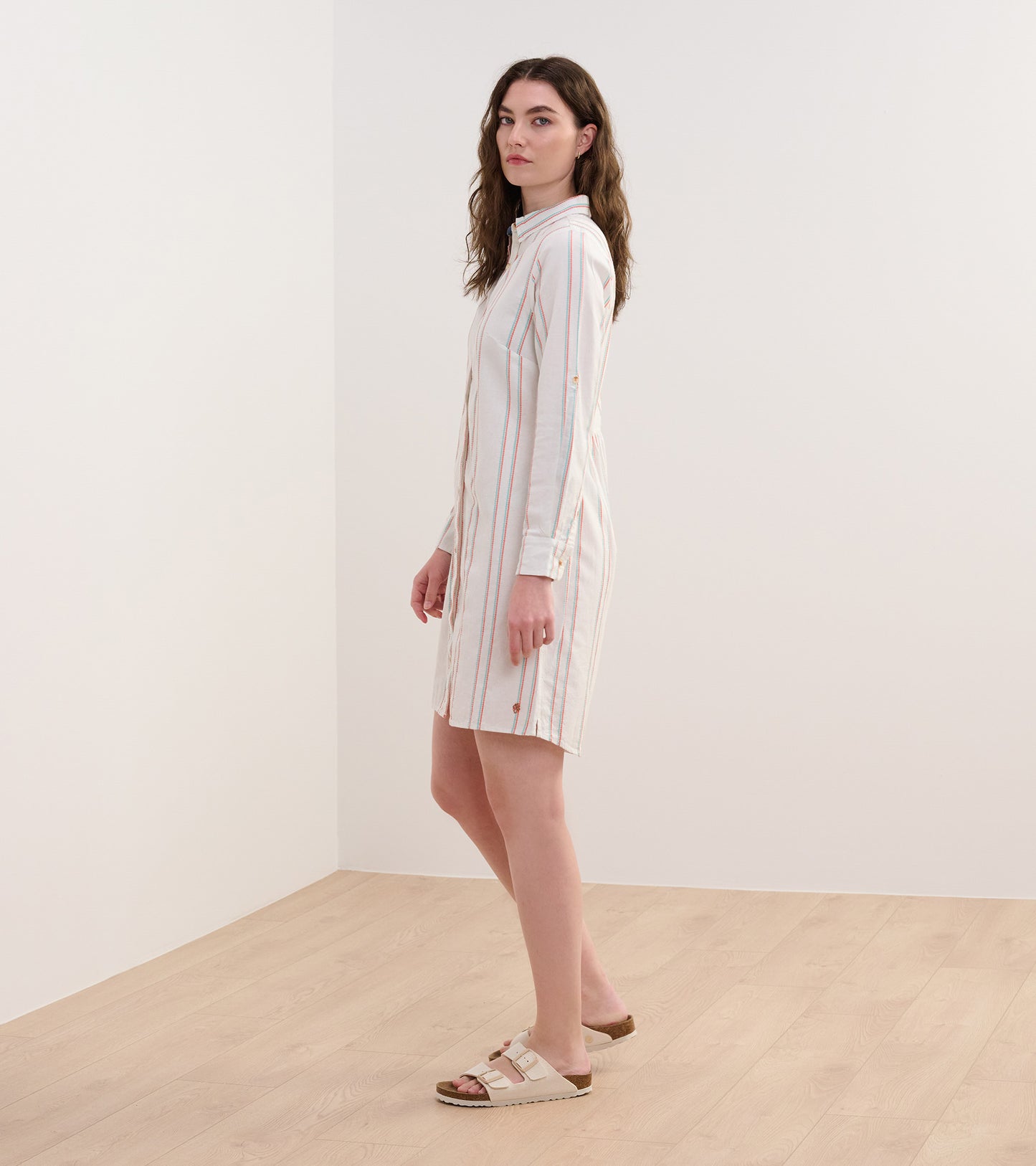 Cara Shirt Dress - Peach Chain Stripes
