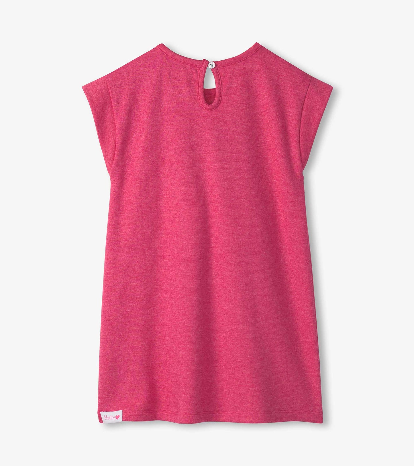 Pink ultra-lightweight dress with cap sleeves and a keyhole back detail. Suitable for casual wear.