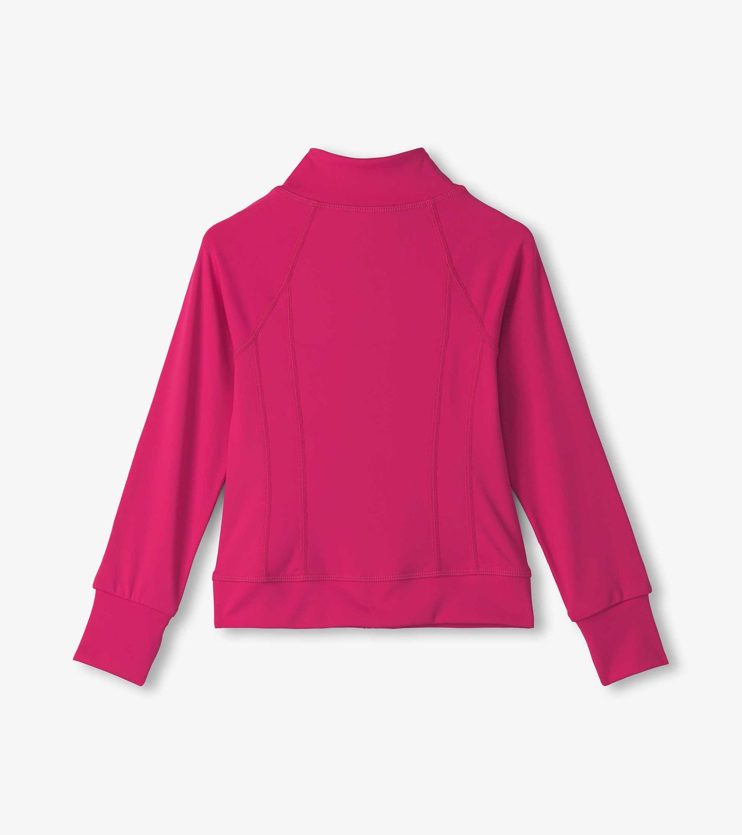 Bright pink active jacket with long sleeves and a high collar, featuring a fitted design and contrasting stitching.