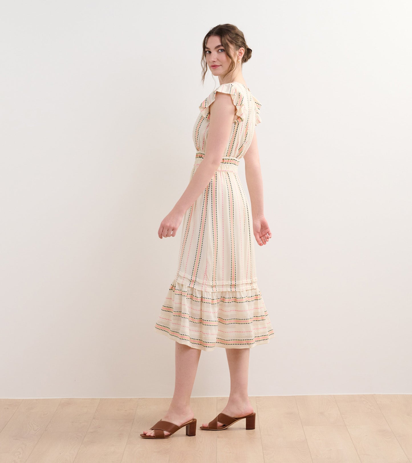 Fiona Midi Dress - Ribbon Weave Stripes