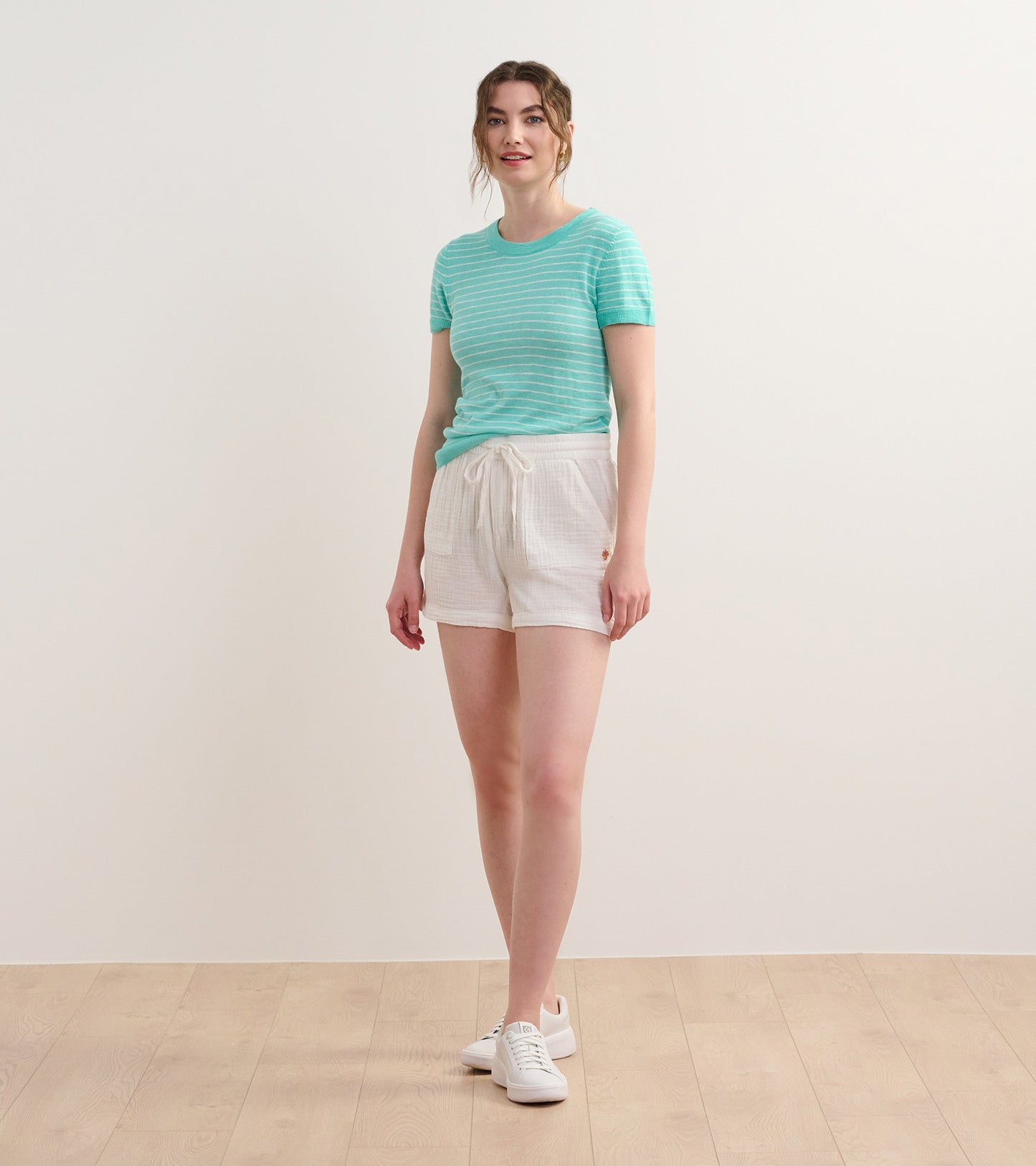 Simone Knit Tee - Teal Stripes