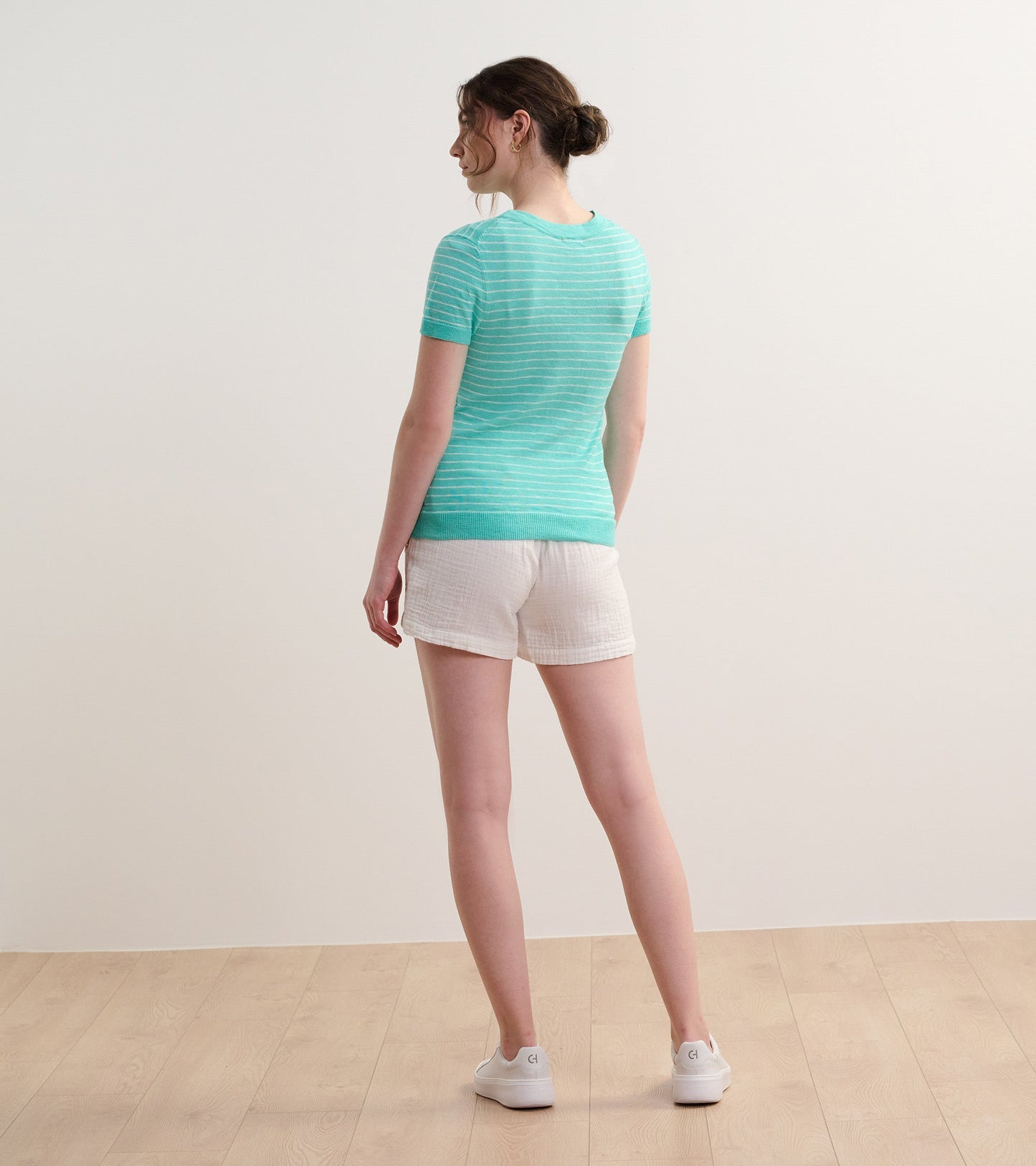 Simone Knit Tee - Teal Stripes