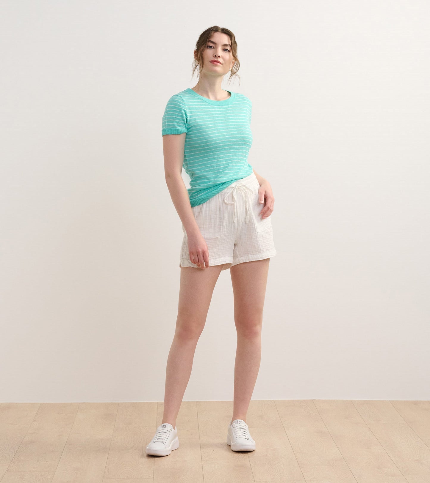 Simone Knit Tee - Teal Stripes