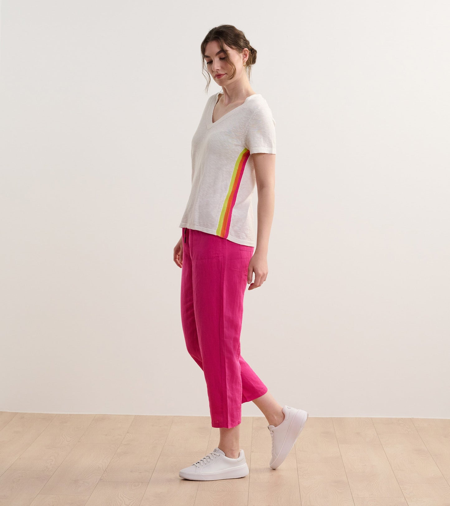 V-Neck Knit Tee - White