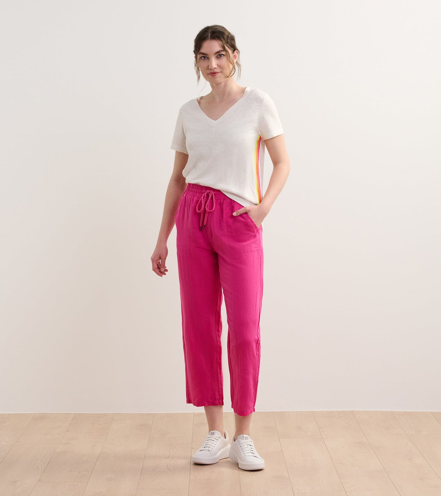 V-Neck Knit Tee - White