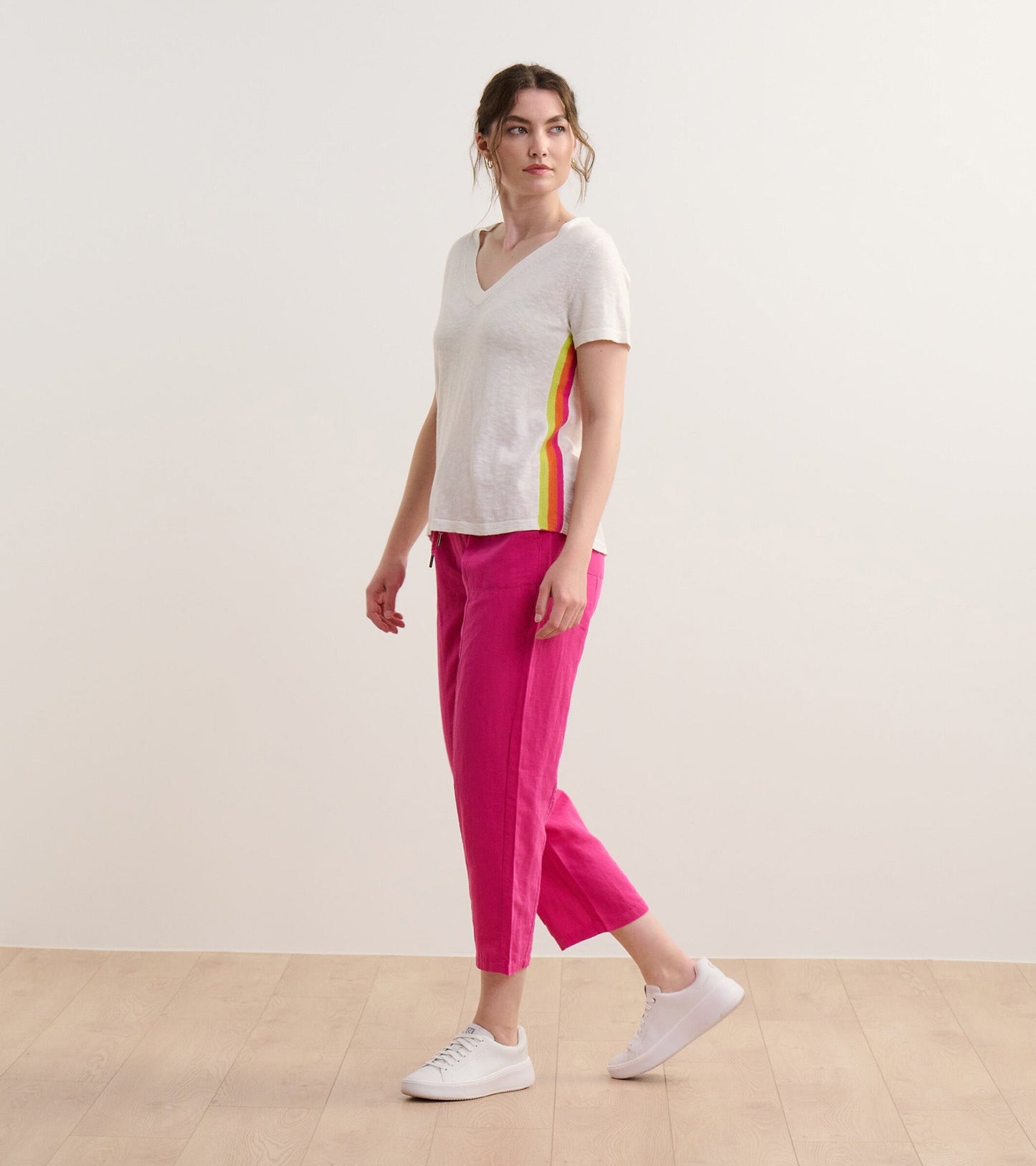 V-Neck Knit Tee - White