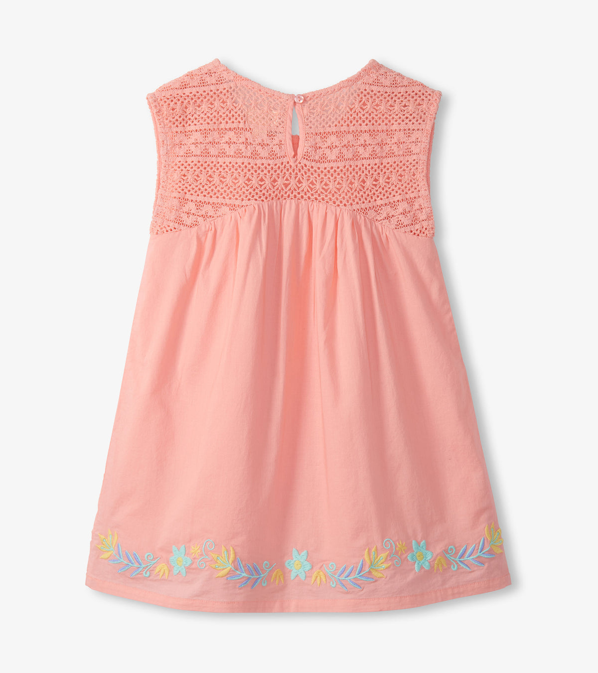 Girls Apricot Blush Crochet Bodice Dress