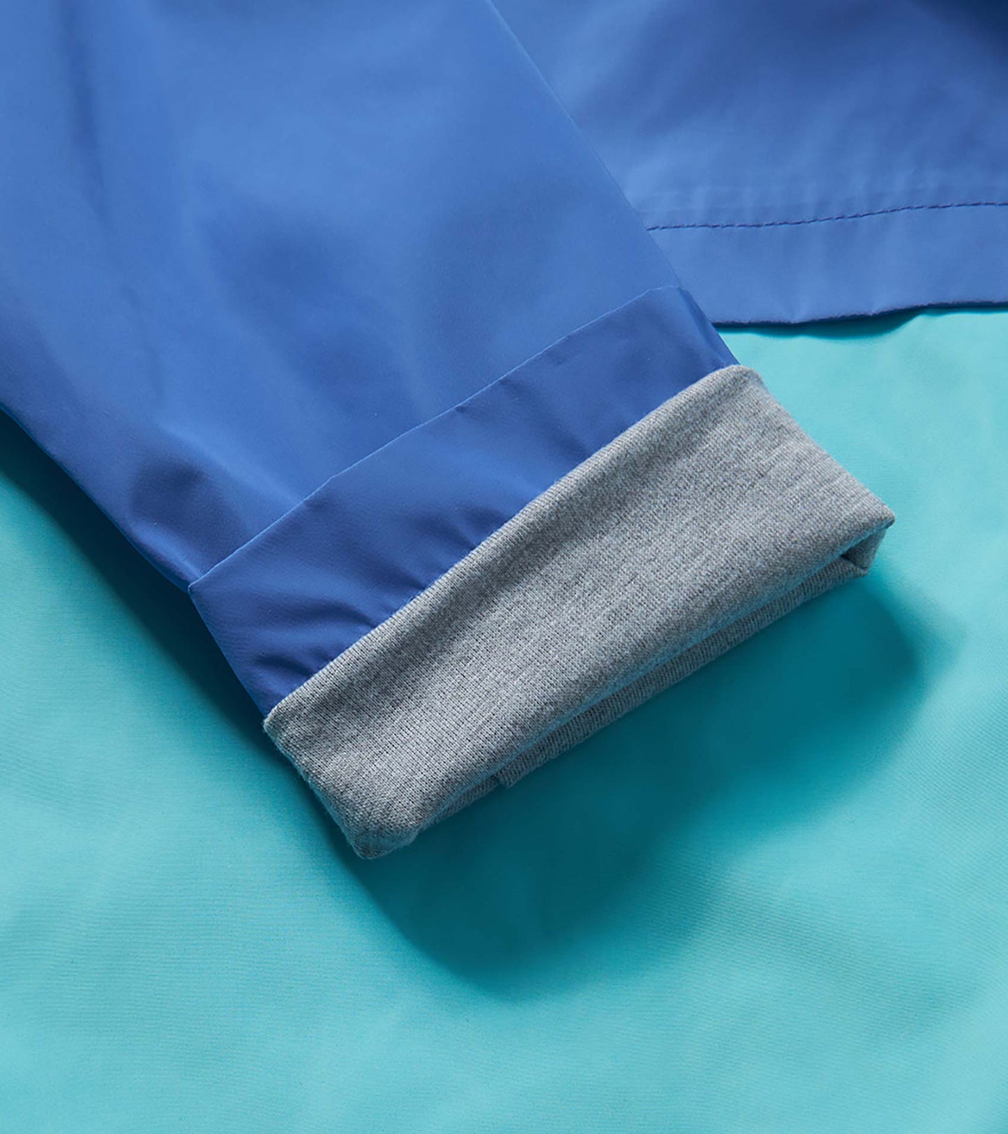 Girls Blue Colorblock Jersey-Lined Rain Jacket