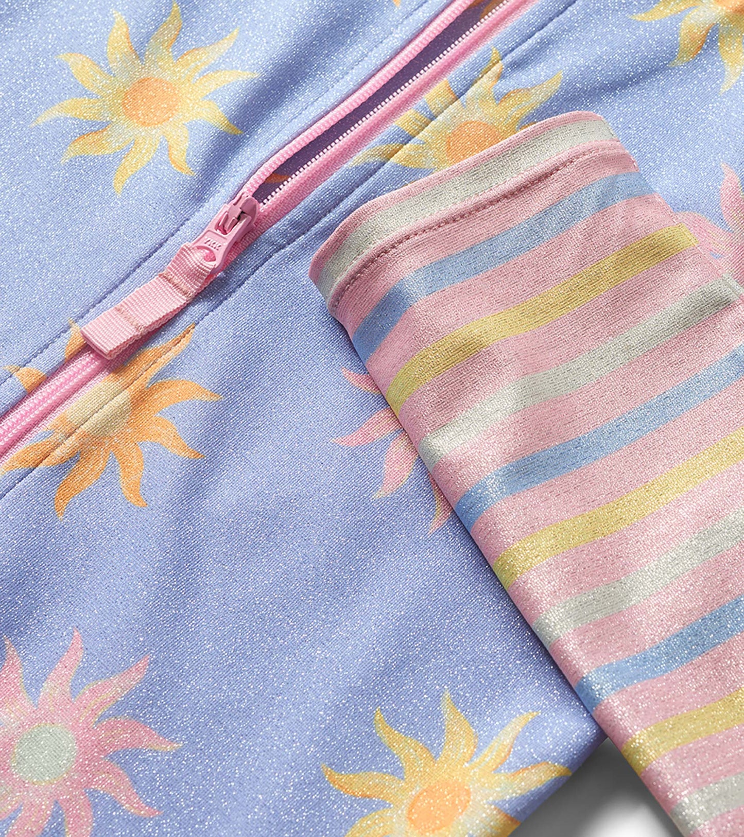 Girls Lavender Sunshine Long Sleeve One-Piece Rashguard Swimsuit