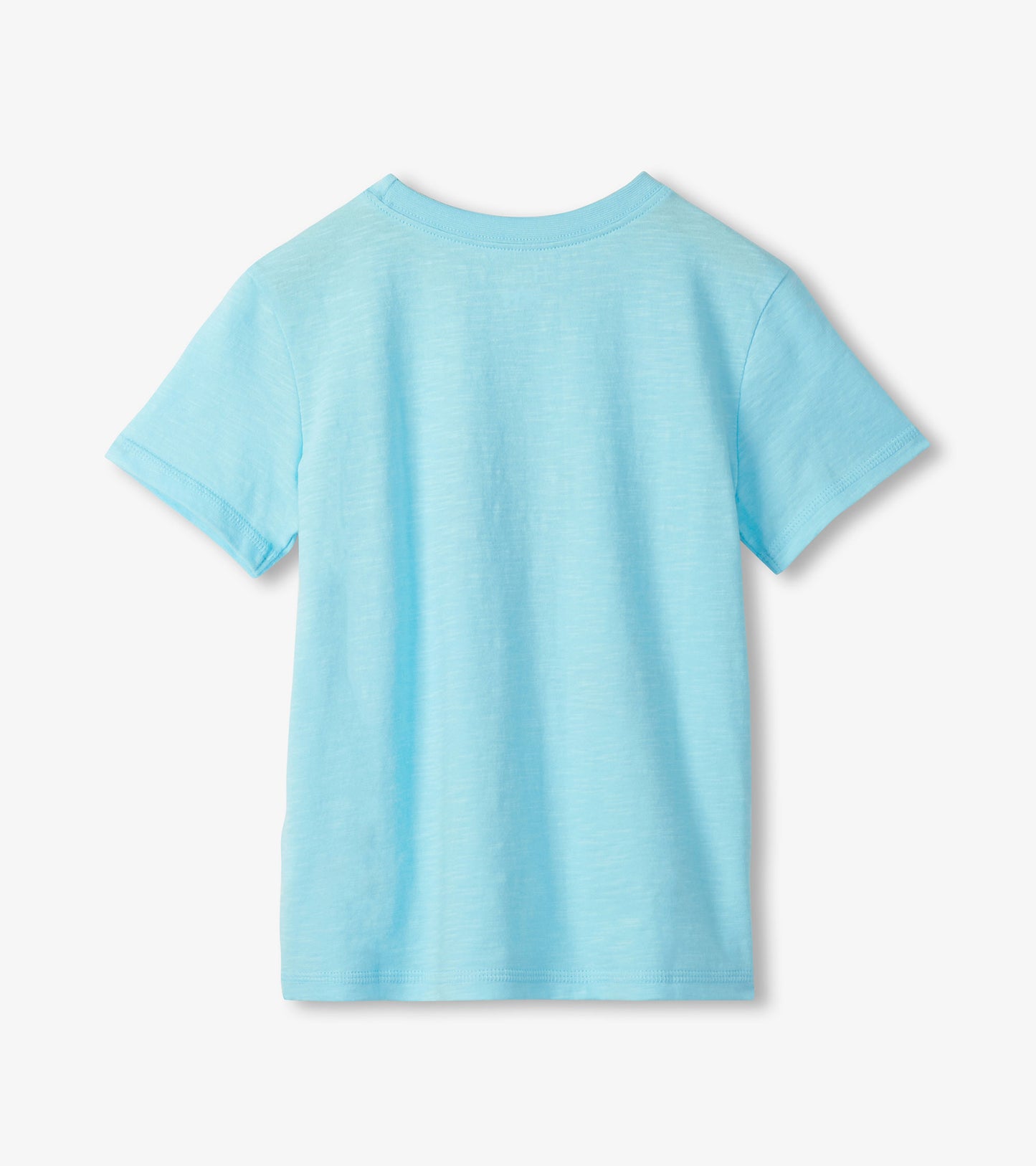 Light blue short-sleeve crewneck T-shirt, back view, with a subtle heathered texture
