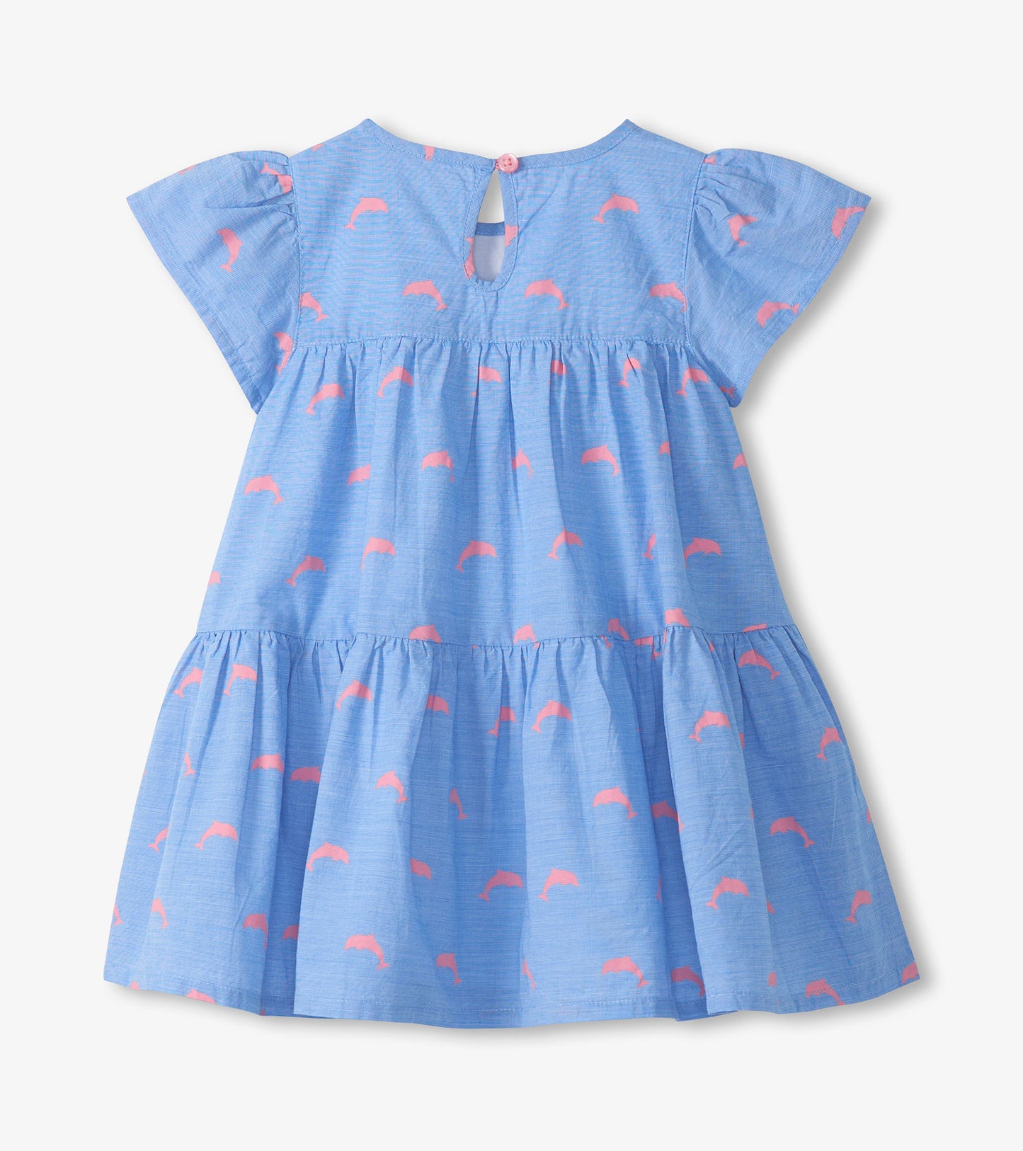 Baby & Toddler Girls Little Pink Dolphins Oxford Woven Cake Puff Dress
