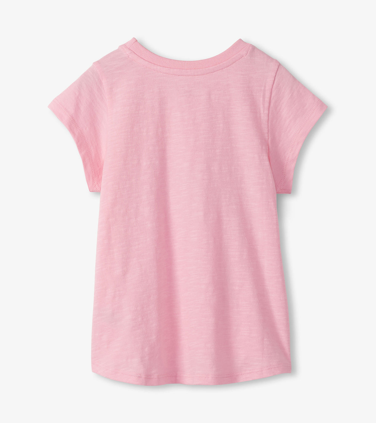 Back view of the pink short sleeve tie-front T-shirt