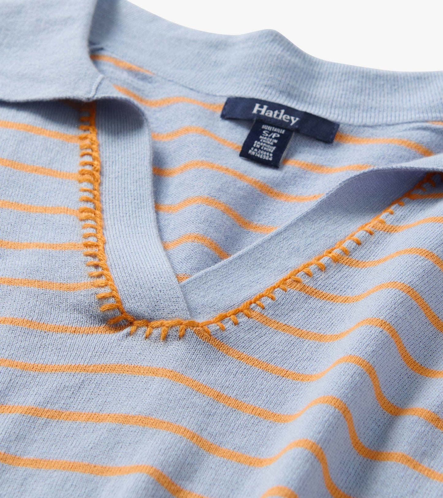 Johnny Collar Top - Serenity Stripe