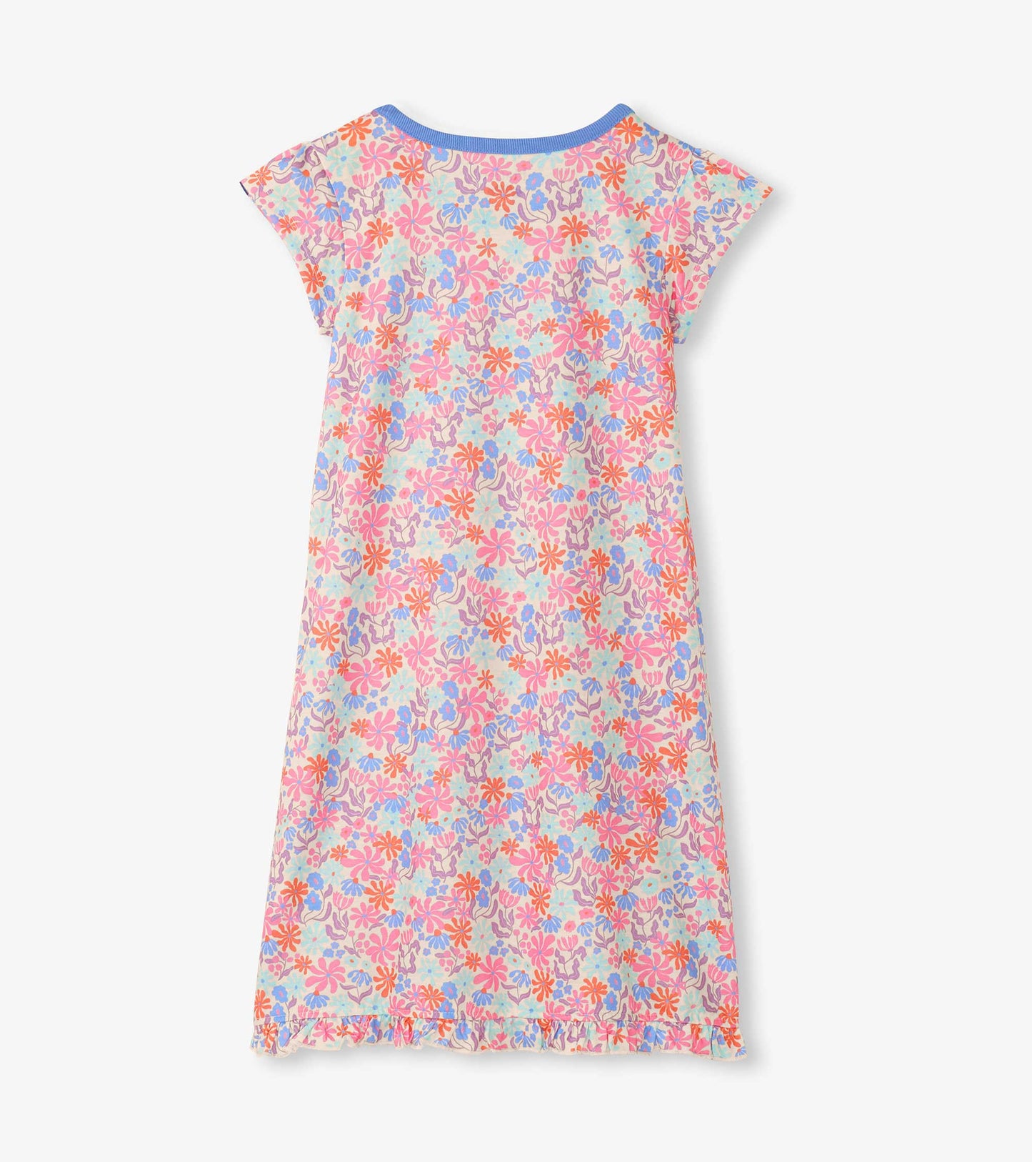 Girls Whimsical Flowers Ruffle Hem Nightdress