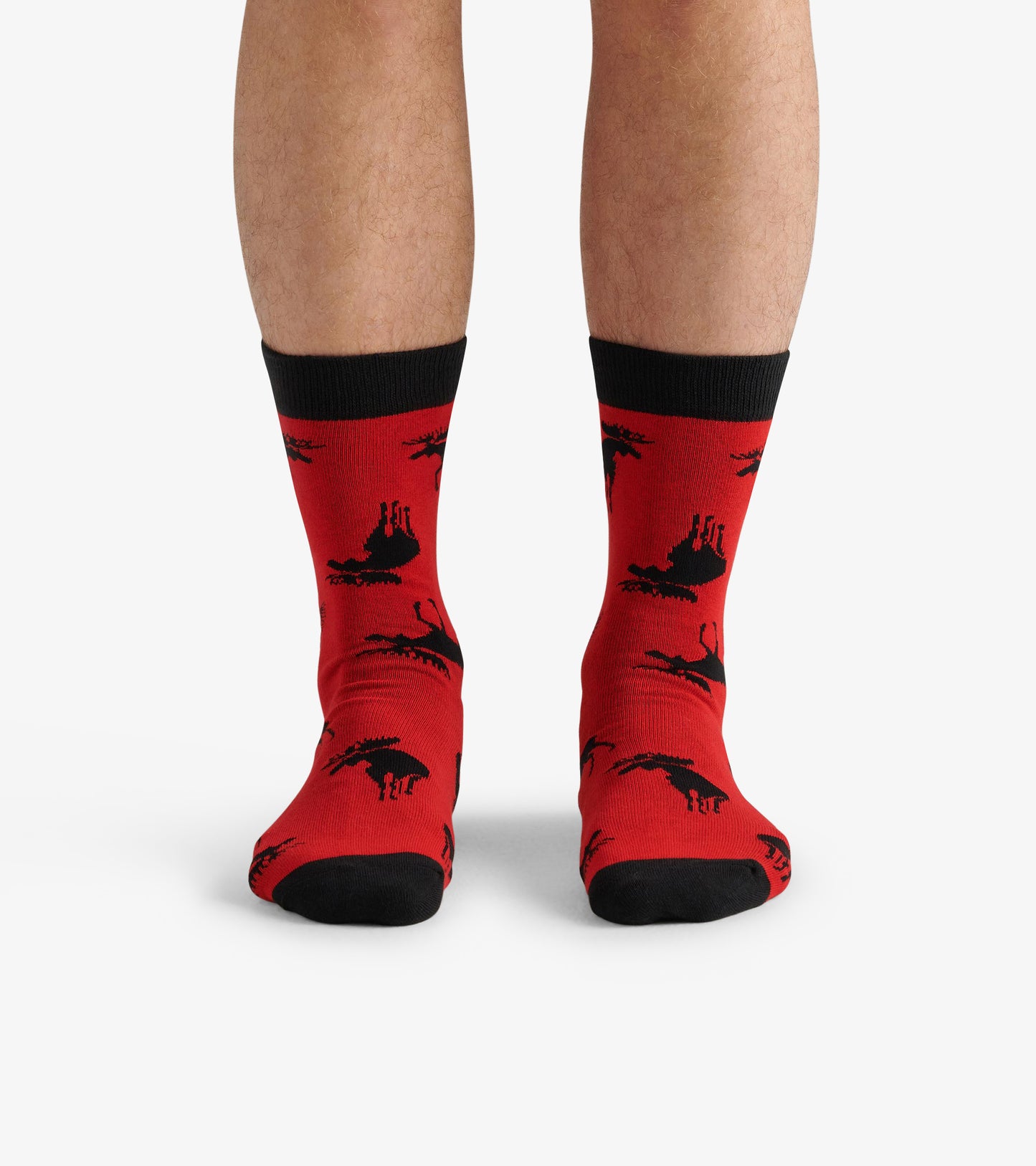 Moose on Red Men's Crew Socks
