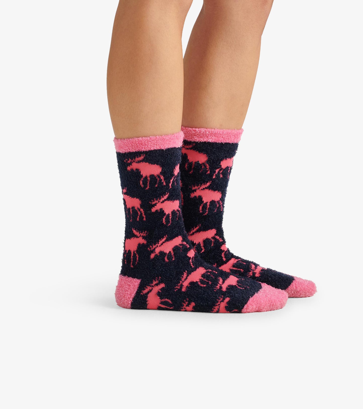 Raspberry Moose Fuzzy Socks