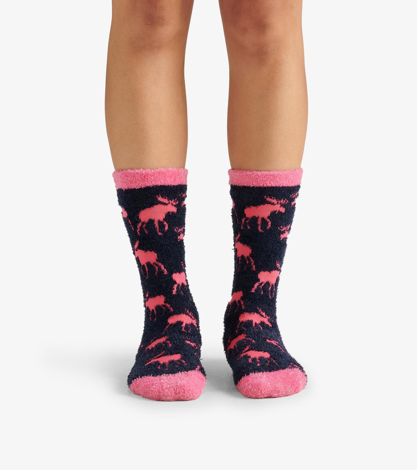 Raspberry Moose Fuzzy Socks
