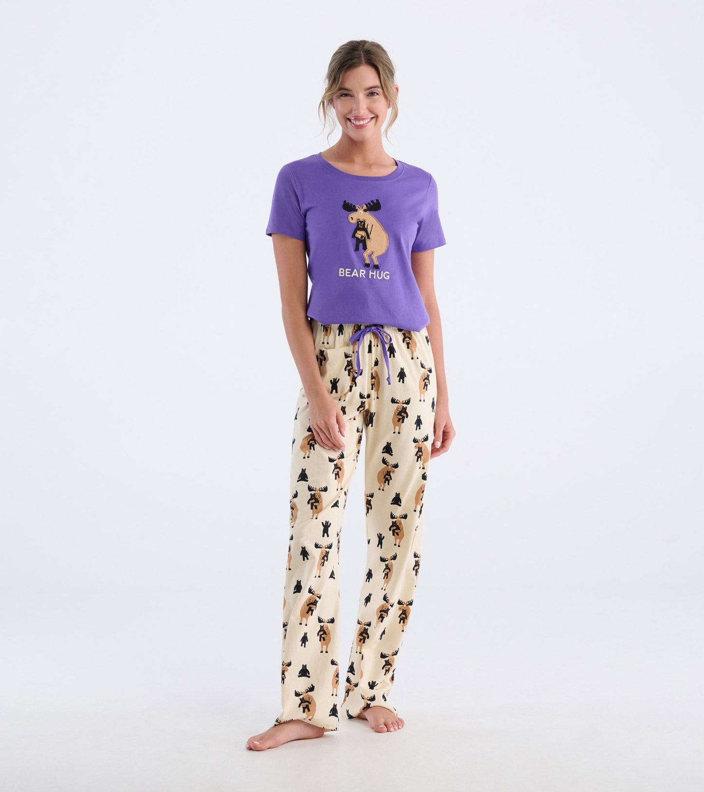 Women's Moose Bear Hug Pajama T-Shirt