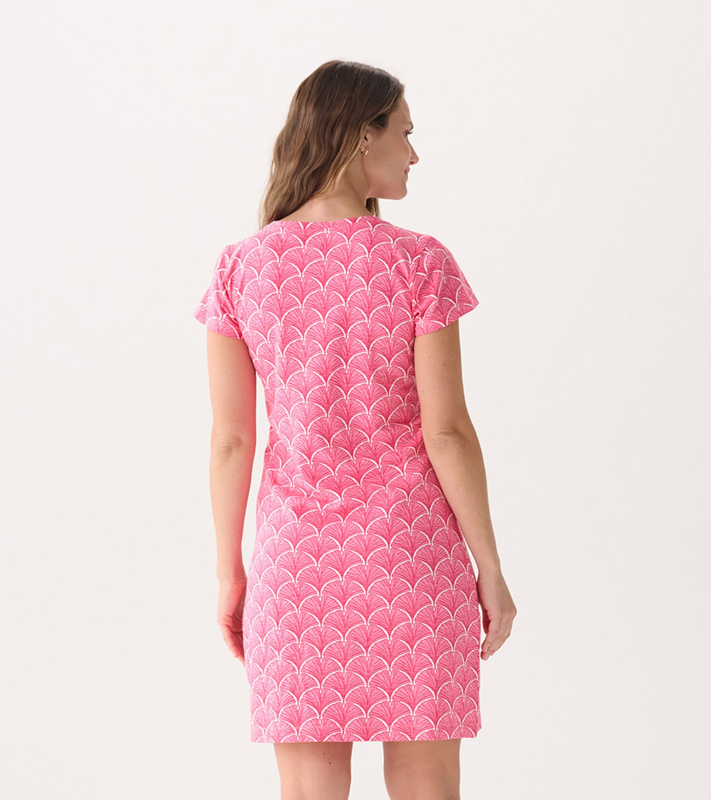 Women's Coral Fans Crew Neck T-Shirt Dress