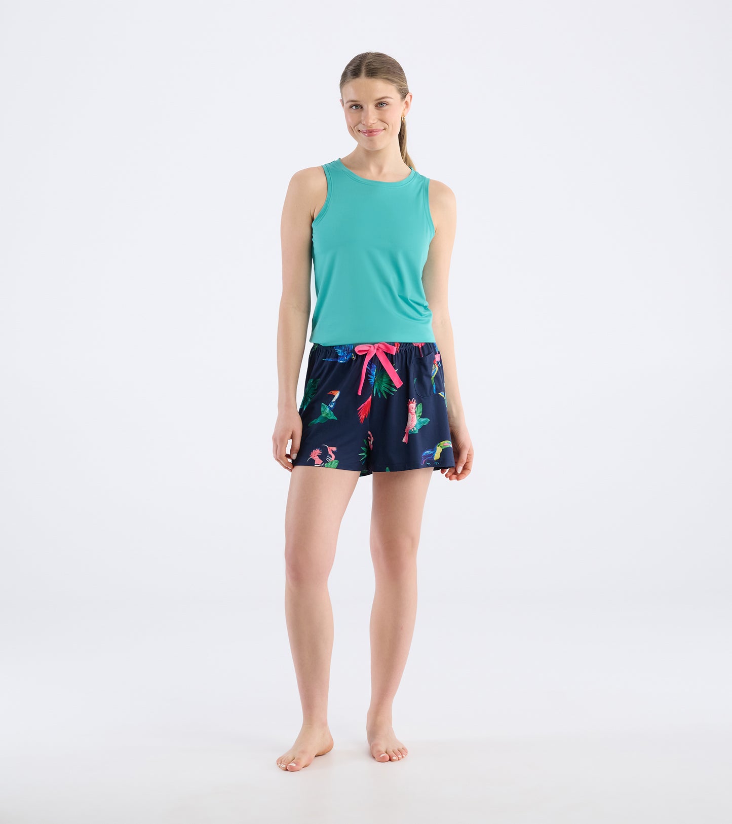 Women's Tropical Birds Polyknit Pajama Shorts
