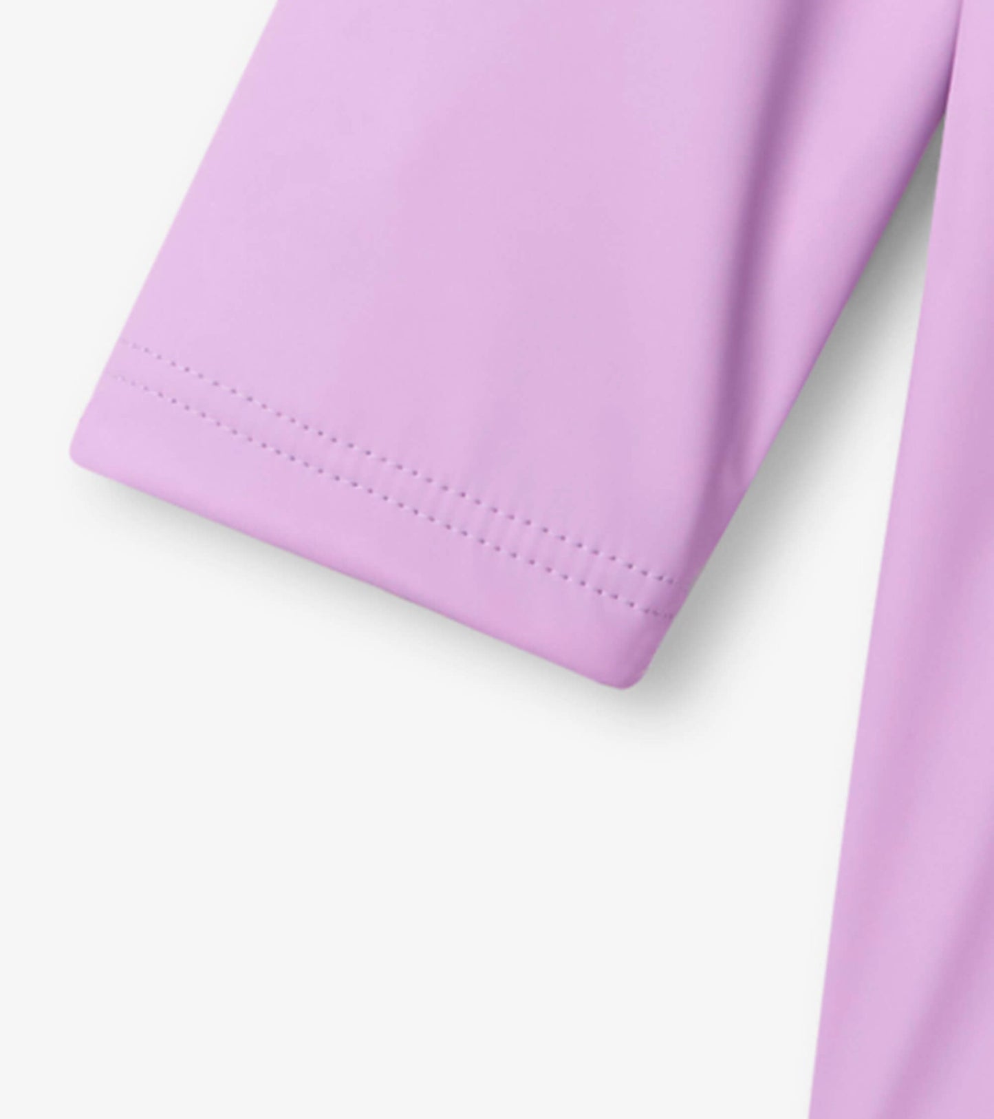 Lilac button-up rain jacket with a smooth finish and stitched sleeve detail, suitable for girls.