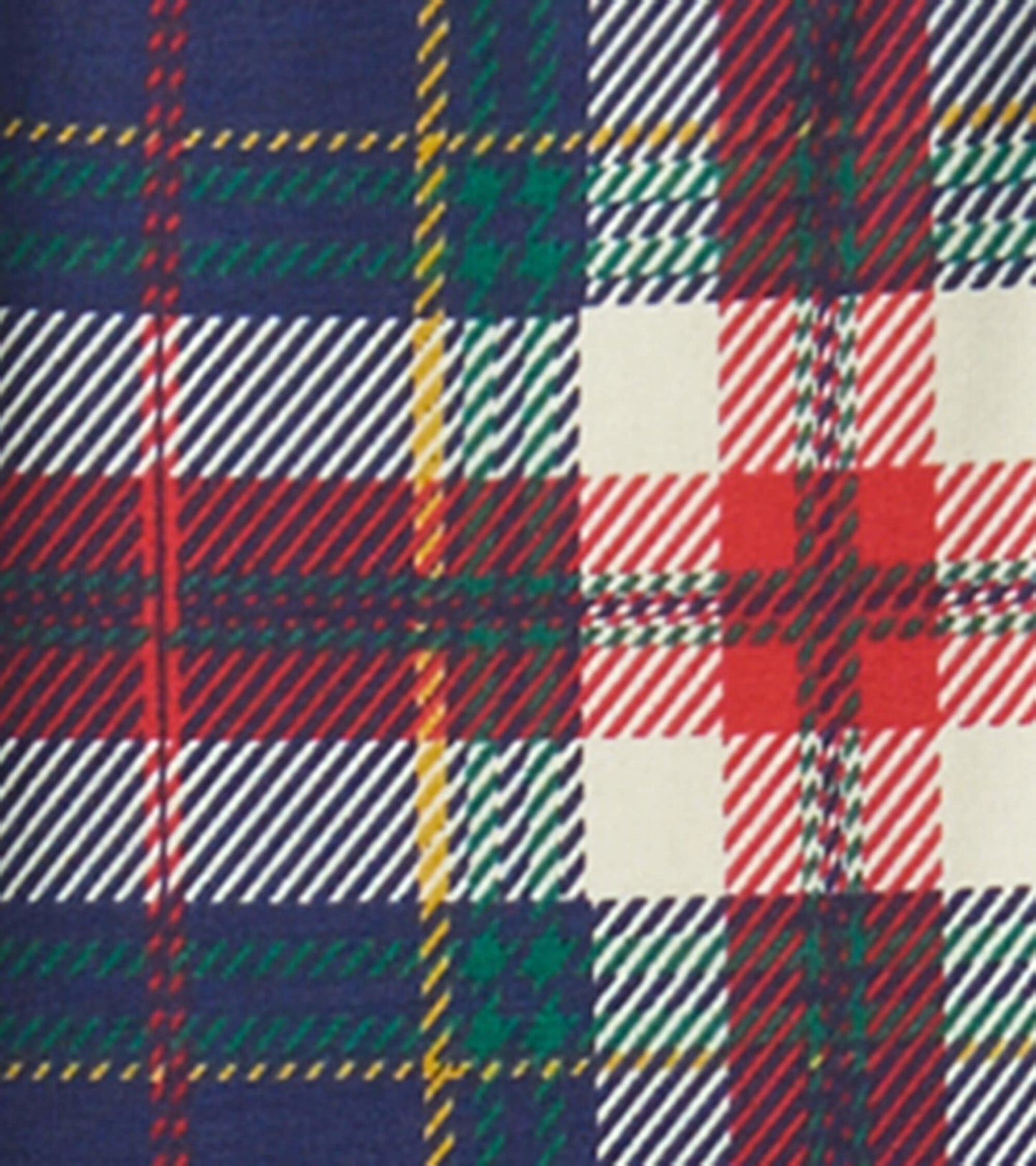 Plaid leggings featuring red, green, navy, and cream colors in a classic check pattern. Suitable for casual wear.