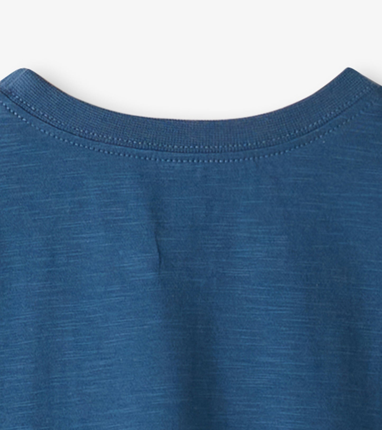 Blue graphic tee with a soft texture and a round neckline, showcasing a casual style for boys.