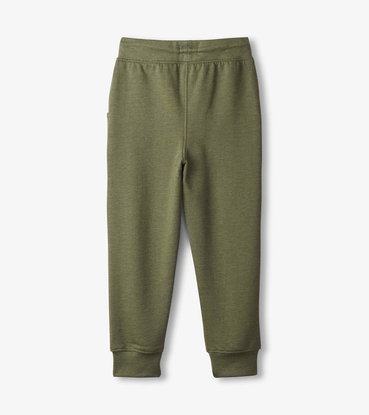 Green melange slim fit joggers with elastic waistband and cuffed ankles, suitable for casual wear.