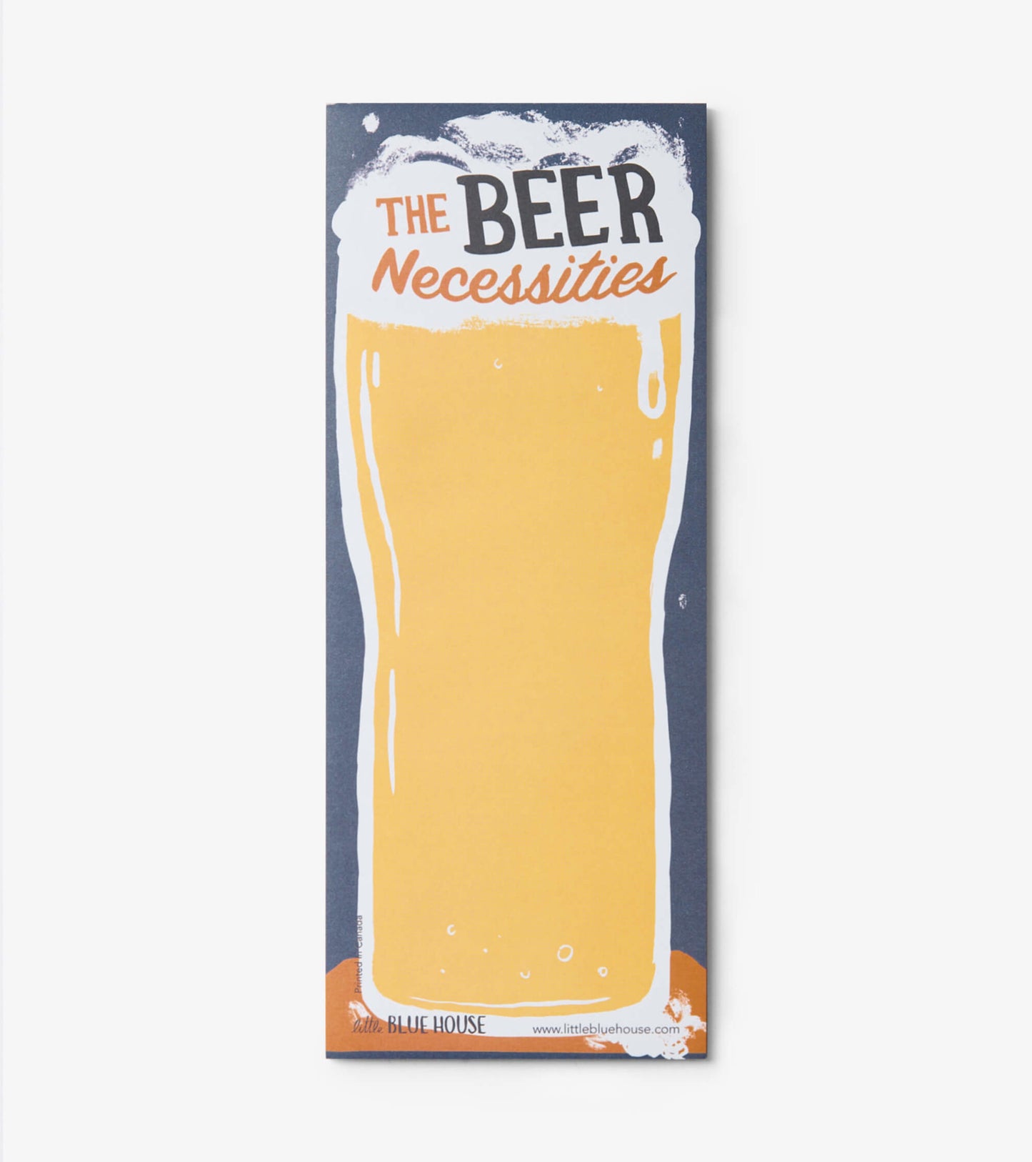Magnetic notepad featuring a tall beer glass design with the text "The Beer Necessities" in bold lettering.