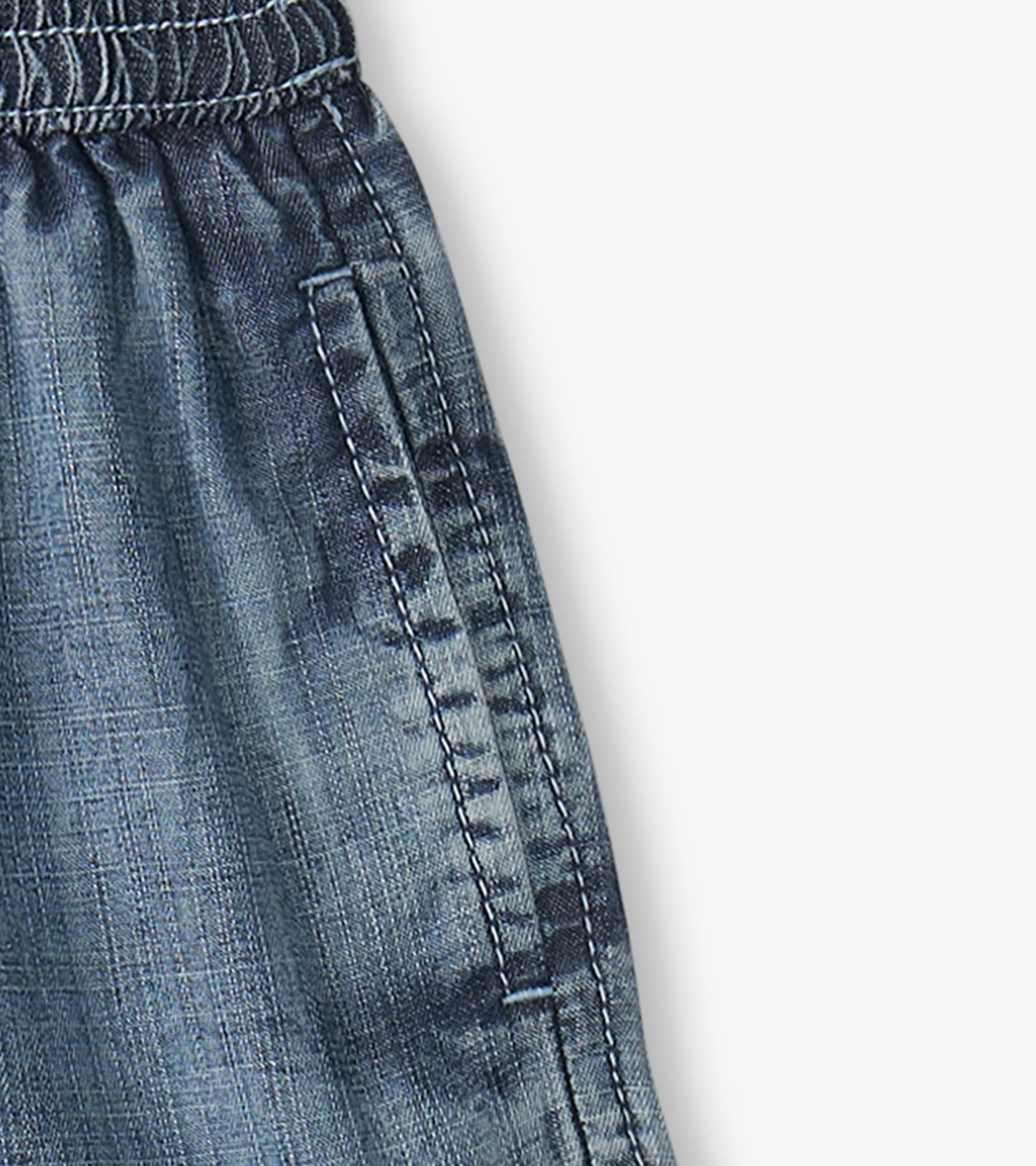 Light blue Tencel shorts with an elastic waistband and side pockets, featuring a soft, flowy design.