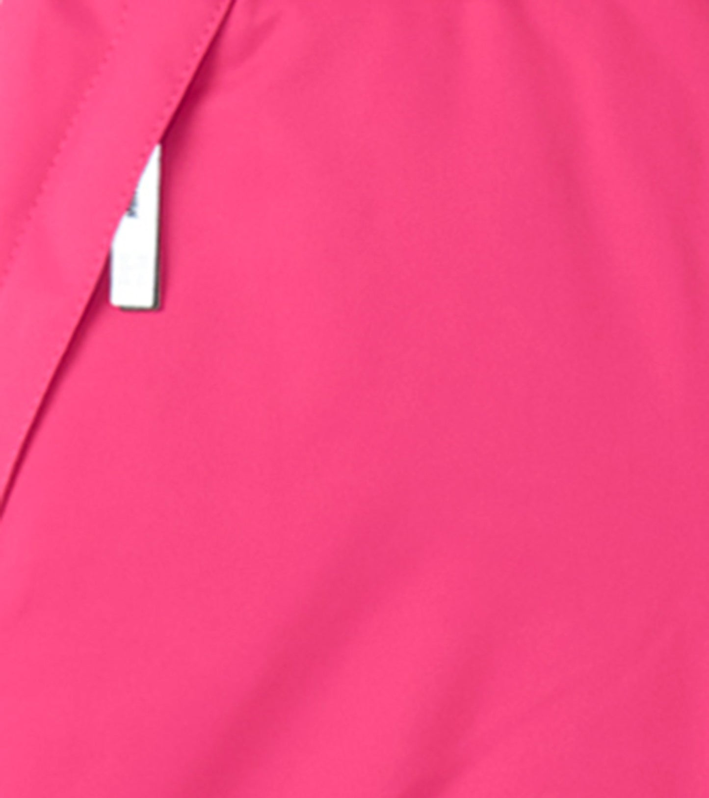 Bright pink snow pants with a smooth, water-resistant fabric, designed for kids' winter activities.