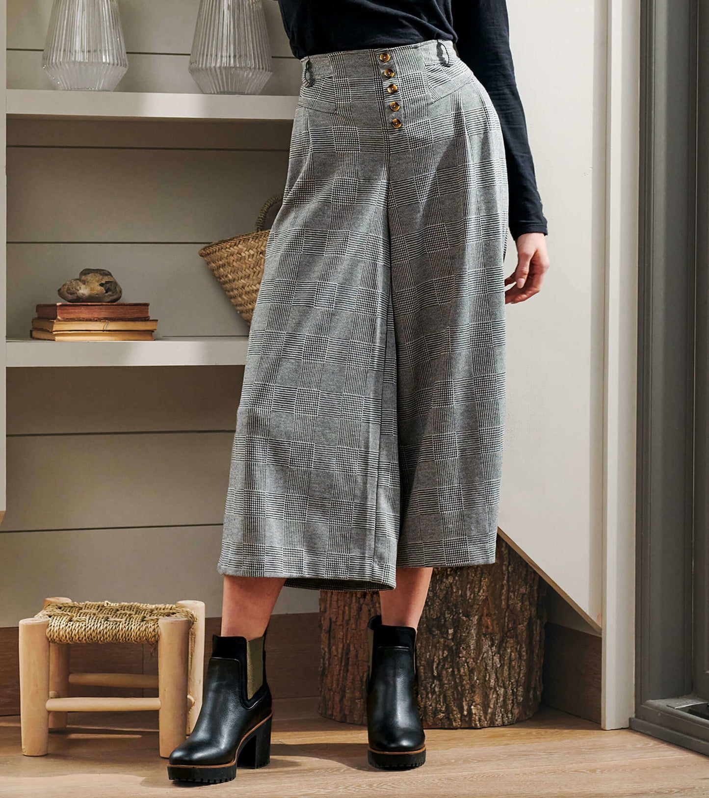Charlie Wide Leg Pants - Houndstooth