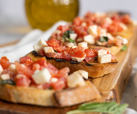 Tomato and burrata bruschetta