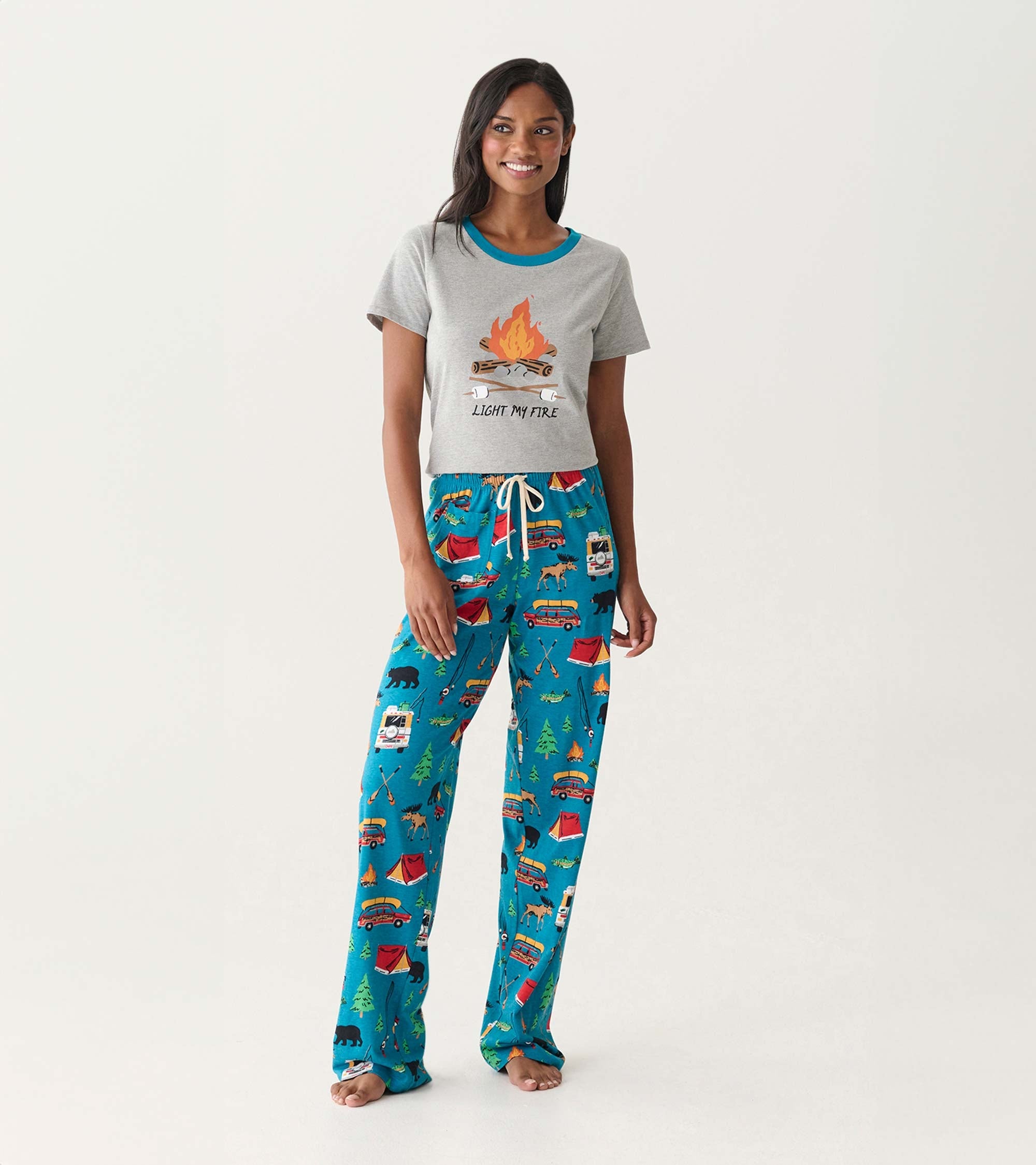 Women Retro Camping Pajama Pants