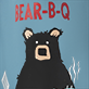 View Bear-B-Q Apron - Black bear with an open mouth and red text reading "BEAR-B-Q" on a blue background