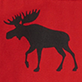 View Moose on Red Apron - Black moose silhouette on a red background