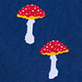 View Men's Mushroom Beer Can Socks - Two red mushrooms with white spots on a dark blue background