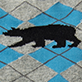 View Ice Cold Bear Men's Beer Can Socks - Black bear silhouette on blue and gray diamond tiles