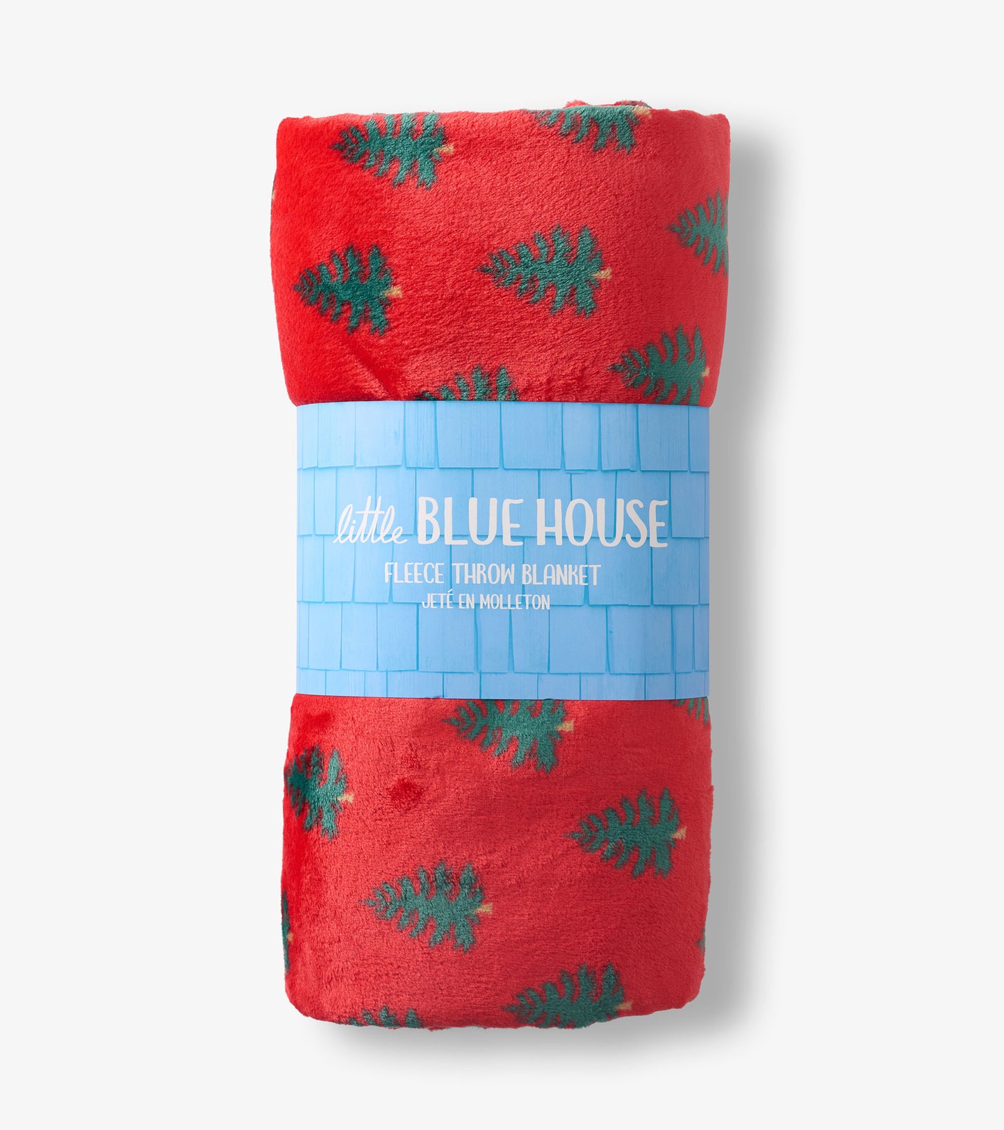 Trees On Red Fuzzy Fleece Blanket