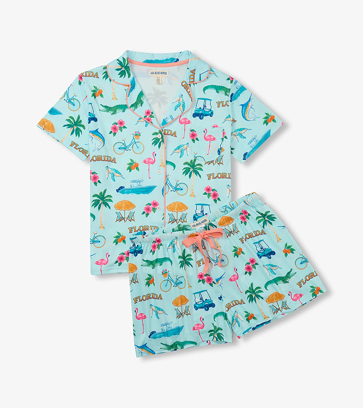 Women's Florida Button Down Short Polyknit Pajama Set