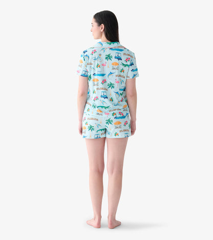 Women's Florida Button Down Short Polyknit Pajama Set