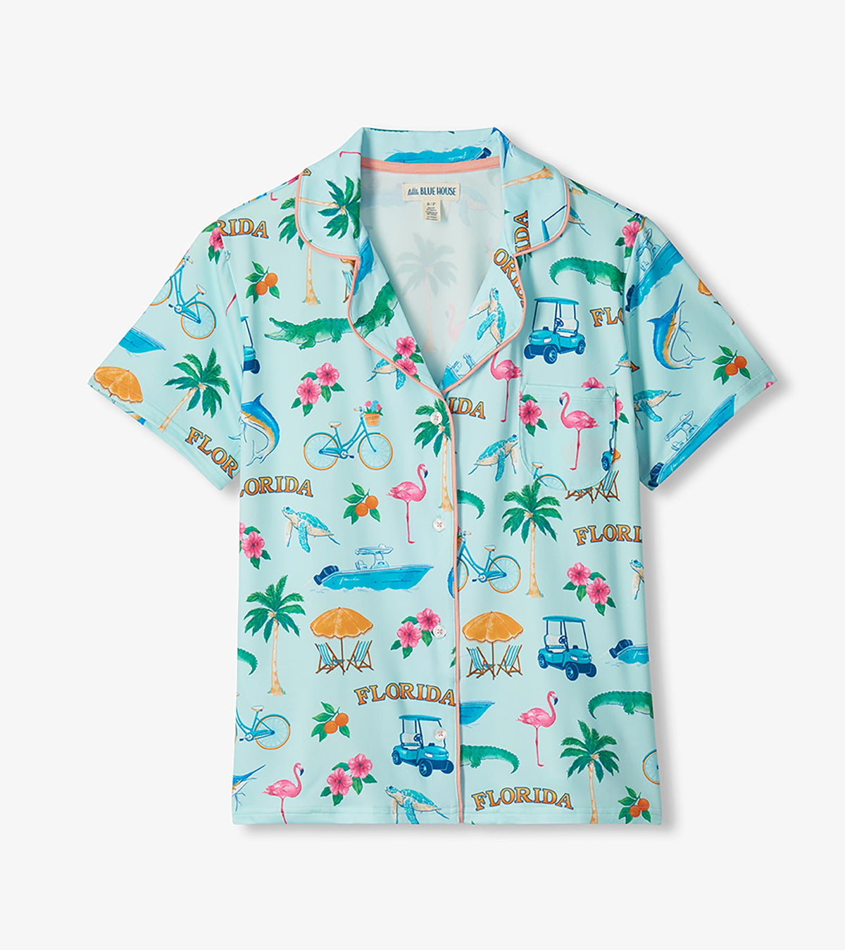 Women's Florida Button Down Short Polyknit Pajama Set