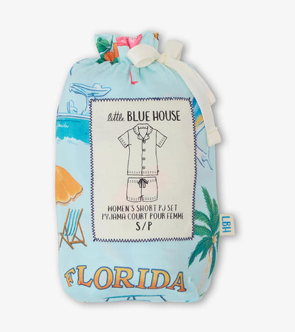 Women's Florida Button Down Short Polyknit Pajama Set
