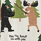 View May The Forest Boys' Boxer Briefs - Cartoon moose and deer holding a Christmas tree branch, with text 'May the forest be with you
